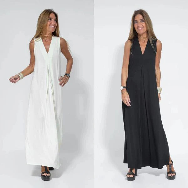 DIANA™ | Geplooide jurk met v-hals 1 + 1 GRATIS