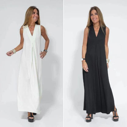 DIANA™ | Geplooide jurk met v-hals 1 + 1 GRATIS