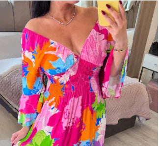 KARIN™ | Losse zomerjurk met bloemenprint en v-hals